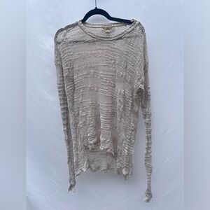 Cream, light layering, tunic-length sweater